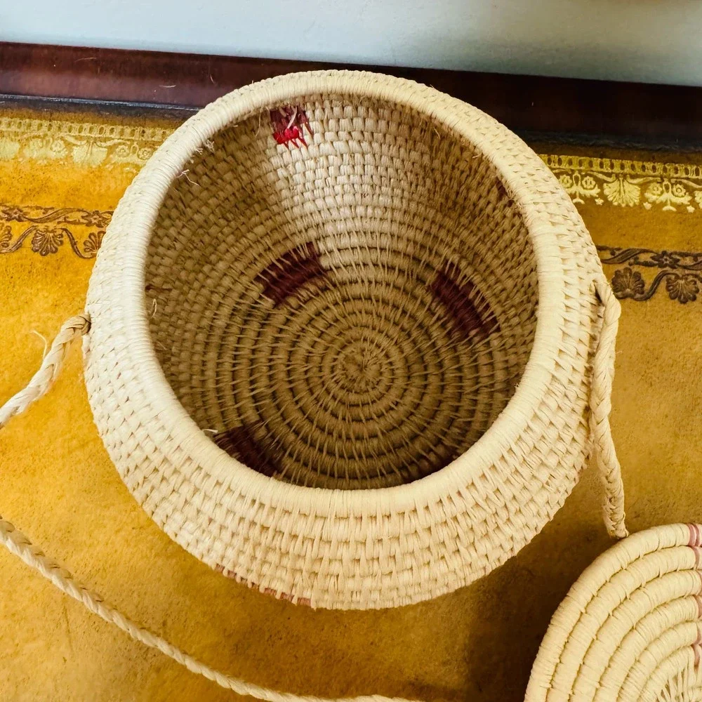 Coil Wicker Boho Baskets Set of 3 Storage Organize Handwoven Hanging Purse